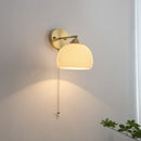 Modern Nordic Frosted White Glass & Brass Pull-Chain 1-Light Wall Sconce