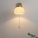 Modern Nordic Frosted White Glass & Brass Pull-Chain 1-Light Wall Sconce