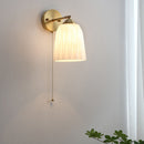 Modern Nordic Frosted White Glass & Brass Pull-Chain 1-Light Wall Sconce