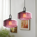 Vintage Ribbed Glass Pendant Light