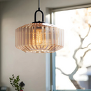 Vintage Ribbed Glass Pendant Light