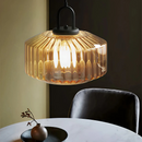 Vintage Ribbed Glass Pendant Light
