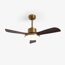 Brass Stem Wood Fan Light