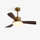 Brass Stem Wood Fan Light