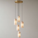 Modern Alabaster Globe Pendant Light with Brass Finish