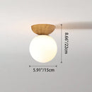 Luminária de Teto Globo com Detalhes em Madeira
