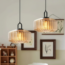 Vintage Ribbed Glass Pendant Light