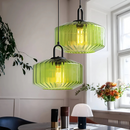 Vintage Ribbed Glass Pendant Light