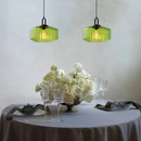 Vintage Ribbed Glass Pendant Light