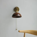 Vintage Wood Wall Lamp Brass Walnut Sconce Light