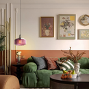 Vintage Ribbed Glass Pendant Light