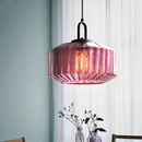Vintage Ribbed Glass Pendant Light