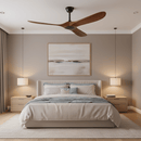 Ventilador de teto com pás de madeira curvadas