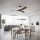 Ventilador de teto com pás de madeira curvadas