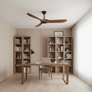 Ventilador de teto com pás de madeira curvadas