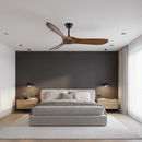 Ventilador de teto com pás de madeira curvadas