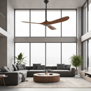 Ventilador de teto com pás de madeira curvadas