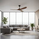 Ventilador de teto com pás de madeira curvadas