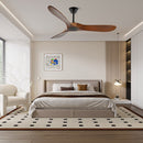 Ventilador de teto com pás de madeira curvadas