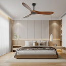 Ventilador de teto com pás de madeira curvadas