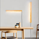 Minimalist Linear Wood LED Plug-In Wall Light Fixture