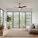 Brass Stem Wood Fan Light