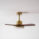 Brass Stem Wood Fan Light