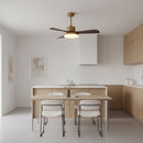 Brass Stem Wood Fan Light