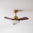 Brass Stem Wood Fan Light