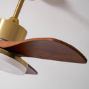 Brass Stem Wood Fan Light