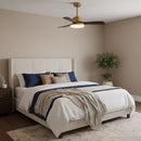 Brass Stem Wood Fan Light
