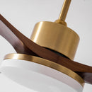 Brass Stem Wood Fan Light