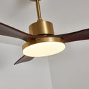 Brass Stem Wood Fan Light