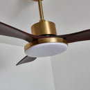 Brass Stem Wood Fan Light
