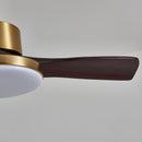 Brass Stem Wood Fan Light