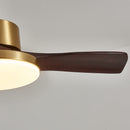 Brass Stem Wood Fan Light