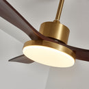 Brass Stem Wood Fan Light