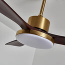 Brass Stem Wood Fan Light