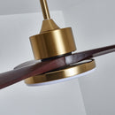 Brass Stem Wood Fan Light