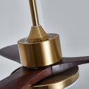 Brass Stem Wood Fan Light