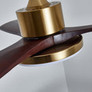 Brass Stem Wood Fan Light