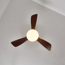 Brass Stem Wood Fan Light