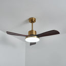 Brass Stem Wood Fan Light