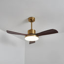 Brass Stem Wood Fan Light
