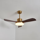 Brass Stem Wood Fan Light