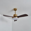 Brass Stem Wood Fan Light