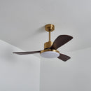 Brass Stem Wood Fan Light