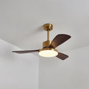 Brass Stem Wood Fan Light
