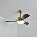 Brass Stem Wood Fan Light