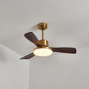 Brass Stem Wood Fan Light